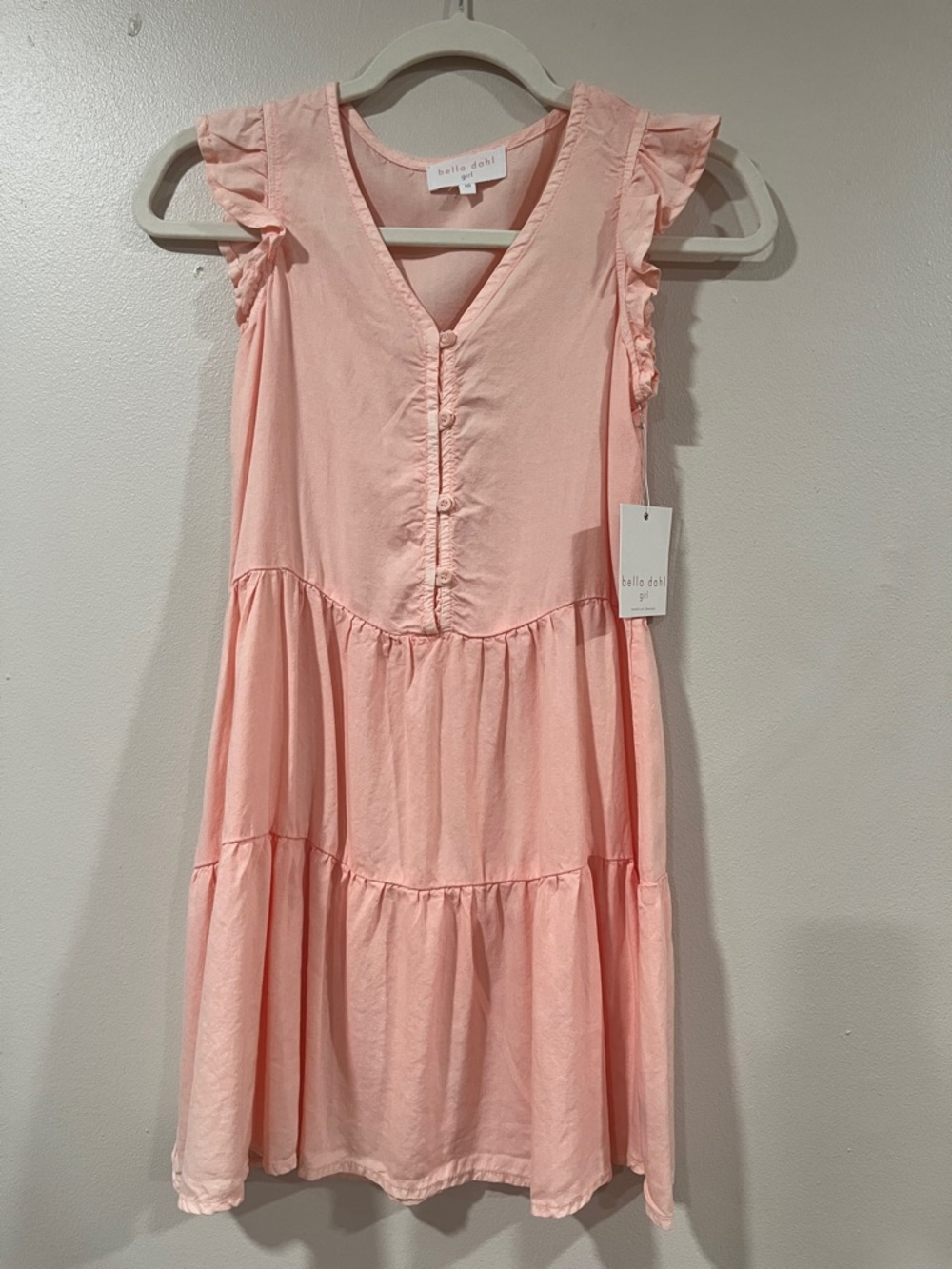 BELLA DAHL Girls Light Orange Tiered Ruffle-Sleeve Dress. Size 10. NWT